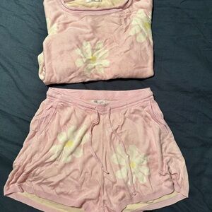 Pink Floral Pajama Set